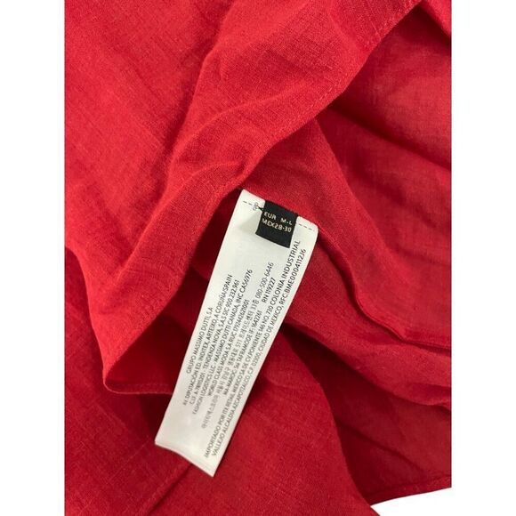 Massimo Dutti Womens Top M L Red Off The Shoulder Ruffled Blouse 5104/568 NWT - Picture 9 of 13